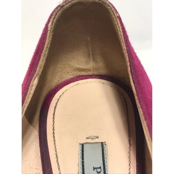 Prada Pump 6.5 Pink High Heel Slip On Suede Ultra High Heel Round Toe - Picture 6 of 11
